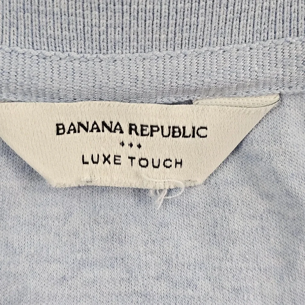 Banana Republic Luxe Touch Blue Short Sleeve Cotton Polo Shirt Men's XL